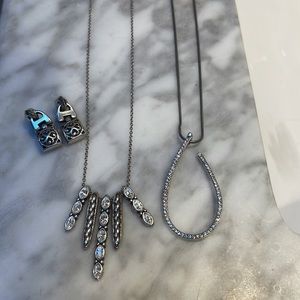 2 Brighton necklaces on 9 inch chains and a pair of earrings